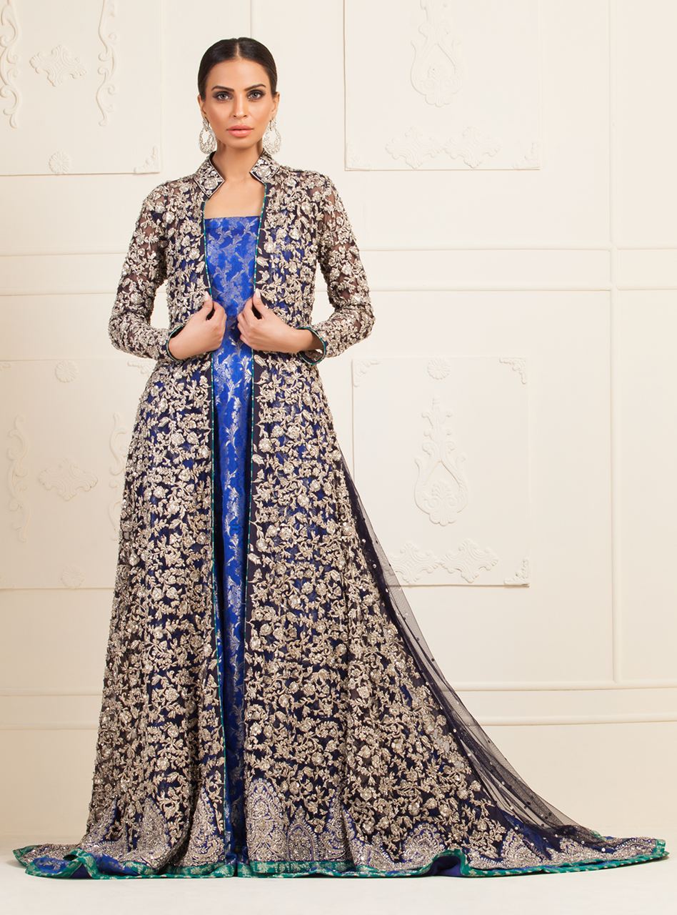 Navy Blue Embellished Net Jacket – Zainab Chottani